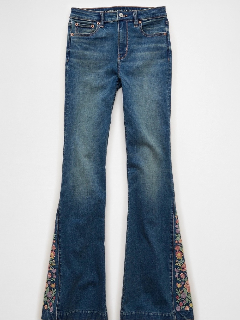 American Eagle Embroidered Flare Jeans - Dark Blue. NWT